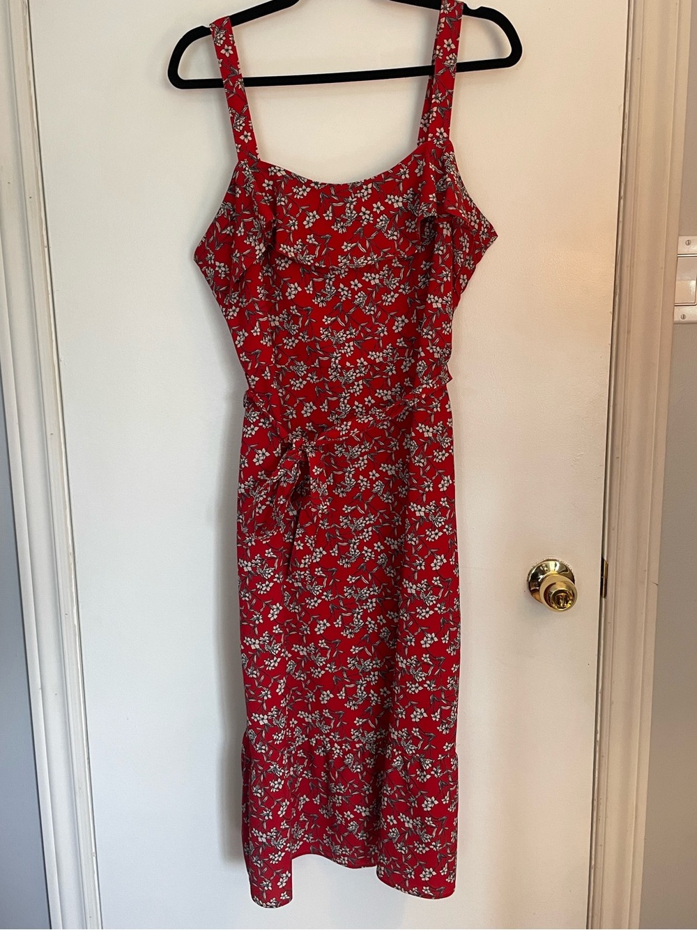 Banana Republic Red Floral Square-Neck Tank
